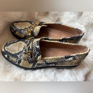 Circus by Sam Edelman Black and Tan Snake Print Loafers